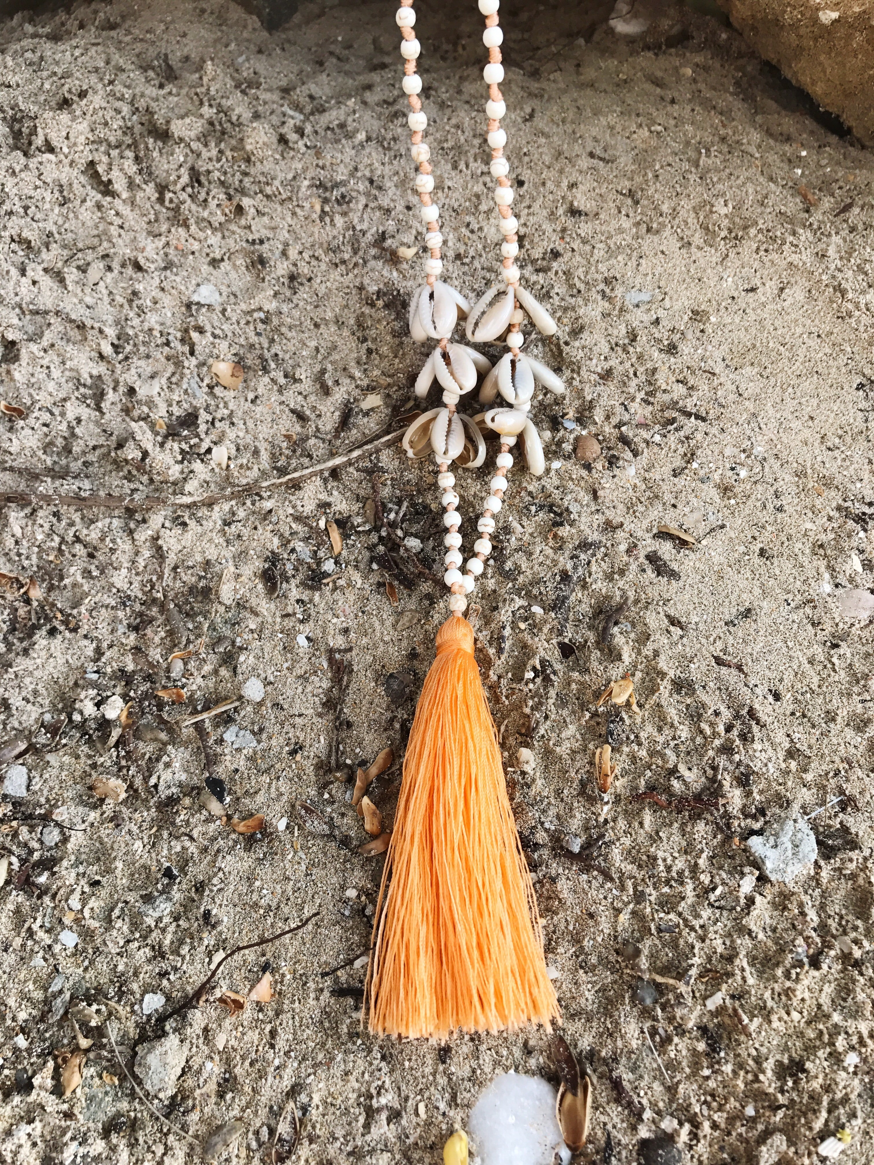 Collier long coquillages pêche